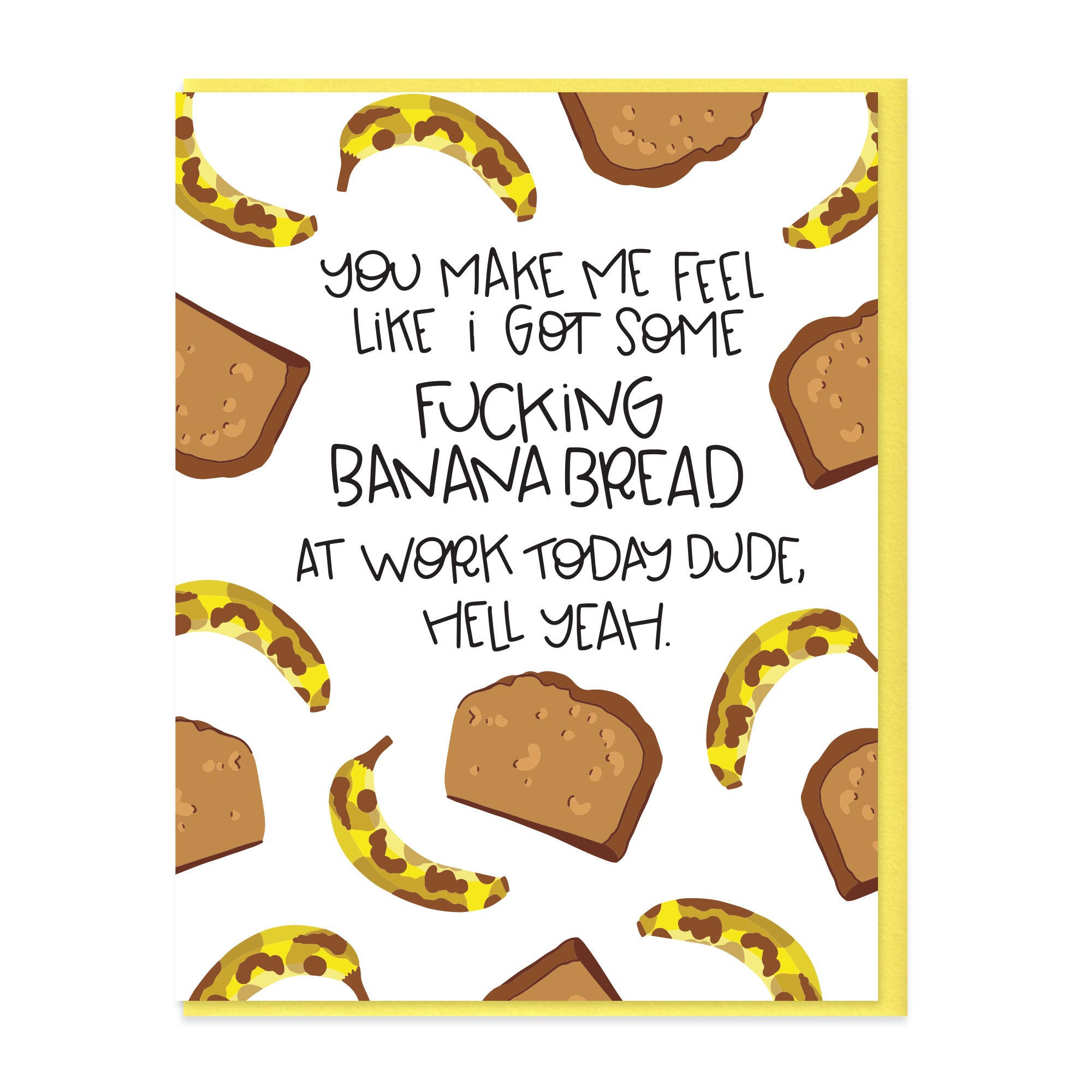 Banana Bread Funny Illustrated Greeting Card Hearts And Sharts 