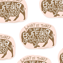 Load image into Gallery viewer, BUFFALO DOWN THE STAIRS ILLUSTRATED 3X3 VINYL STICKER