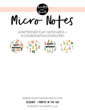 Load image into Gallery viewer, MICRO NOTES - 8 TINY NOTECARDS + 8 COORDINATING, NON-SEALING, TINY ENVELOPES