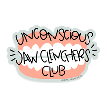 Load image into Gallery viewer, UNCONSCIOUS JAW CLENCHERS CLUB ILLUSTRATED 3X3 VINYL STICKER