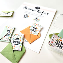 Load image into Gallery viewer, MICRO NOTES - 8 TINY NOTECARDS + 8 COORDINATING, NON-SEALING, TINY ENVELOPES
