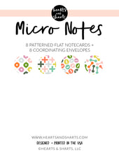 Load image into Gallery viewer, MICRO NOTES - 8 TINY NOTECARDS + 8 COORDINATING, NON-SEALING, TINY ENVELOPES