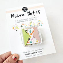 Load image into Gallery viewer, MICRO NOTES - 8 TINY NOTECARDS + 8 COORDINATING, NON-SEALING, TINY ENVELOPES