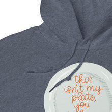 Load image into Gallery viewer, NOT MY PLATE - SHANNON STORMS-BEADOR - HEATHER NAVY HOODIE
