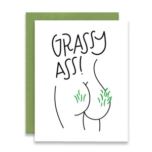 GRASSY A - FUNNY ILLUSTRATED GREETING CARD