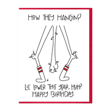 Load image into Gallery viewer, HOW THEY HANGIN'? - FUNNY ILLUSTRATED GREETING CARD
