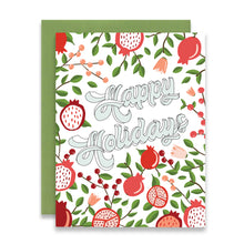 Load image into Gallery viewer, HAPPY HOLIDAYS - POMEGRANATE FLORAL - FUNNY ILLUSTRATED GREETING CARD