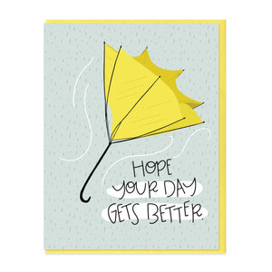 INSIDE OUT UMBRELLA - FUNNY ILLUSTRATED GREETING CARD