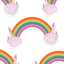 Load image into Gallery viewer, RAINBOW FLIP OFF ILLUSTRATED 3X3 VINYL STICKER