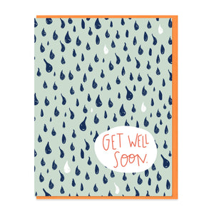 GET WELL RAINDROPS - FUNNY ILLUSTRATED GREETING CARD