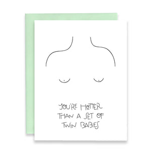 TWIN BABIES - FUNNY ILLUSTRATED GREETING CARD