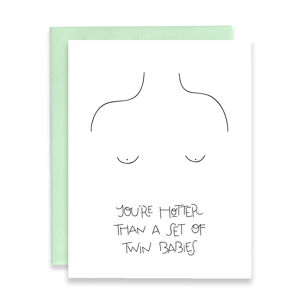 TWIN BABIES - FUNNY ILLUSTRATED GREETING CARD