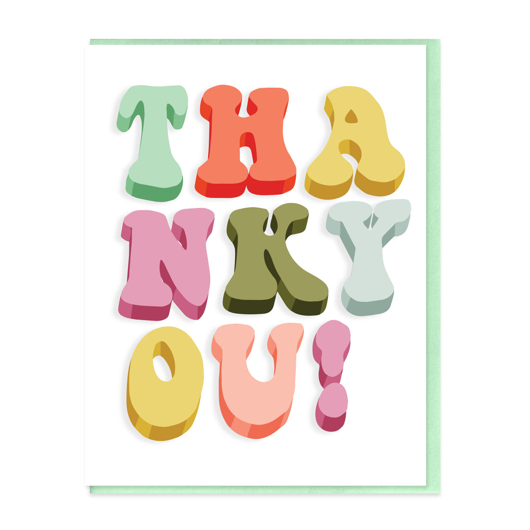 THANK YOU - RETRO - FUNNY ILLUSTRATED GREETING CARD
