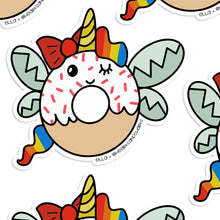 Load image into Gallery viewer, UNICORN DONUT ILLUSTRATED 3X3 VINYL STICKER