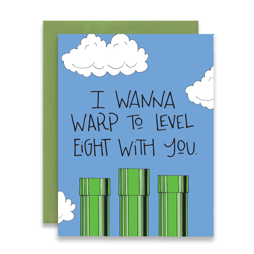 WARP TO LEVEL 8 - FUNNY ILLUSTRATED GREETING CARD