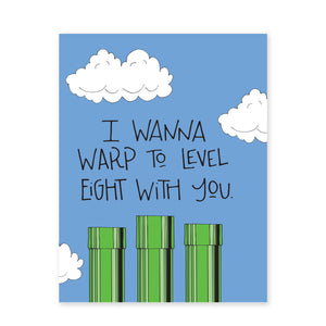 WARP TO LEVEL 8 - FUNNY ILLUSTRATED GREETING CARD