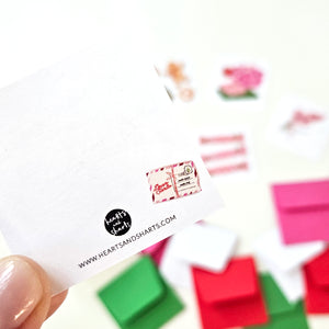 CUTE HOLIDAY TEENY WEENIES -  8 SMALL NOTECARDS + 8 COORDINATING, SEALING, 2X2 ENVELOPES (Copy) (Copy)