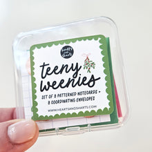 Load image into Gallery viewer, CUTE HOLIDAY TEENY WEENIES -  8 SMALL NOTECARDS + 8 COORDINATING, SEALING, 2X2 ENVELOPES (Copy) (Copy)
