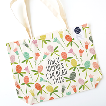 Load image into Gallery viewer, Floral READ THIS Eco-Friendly Cotton Canvas Tote - Durable, Reusable
