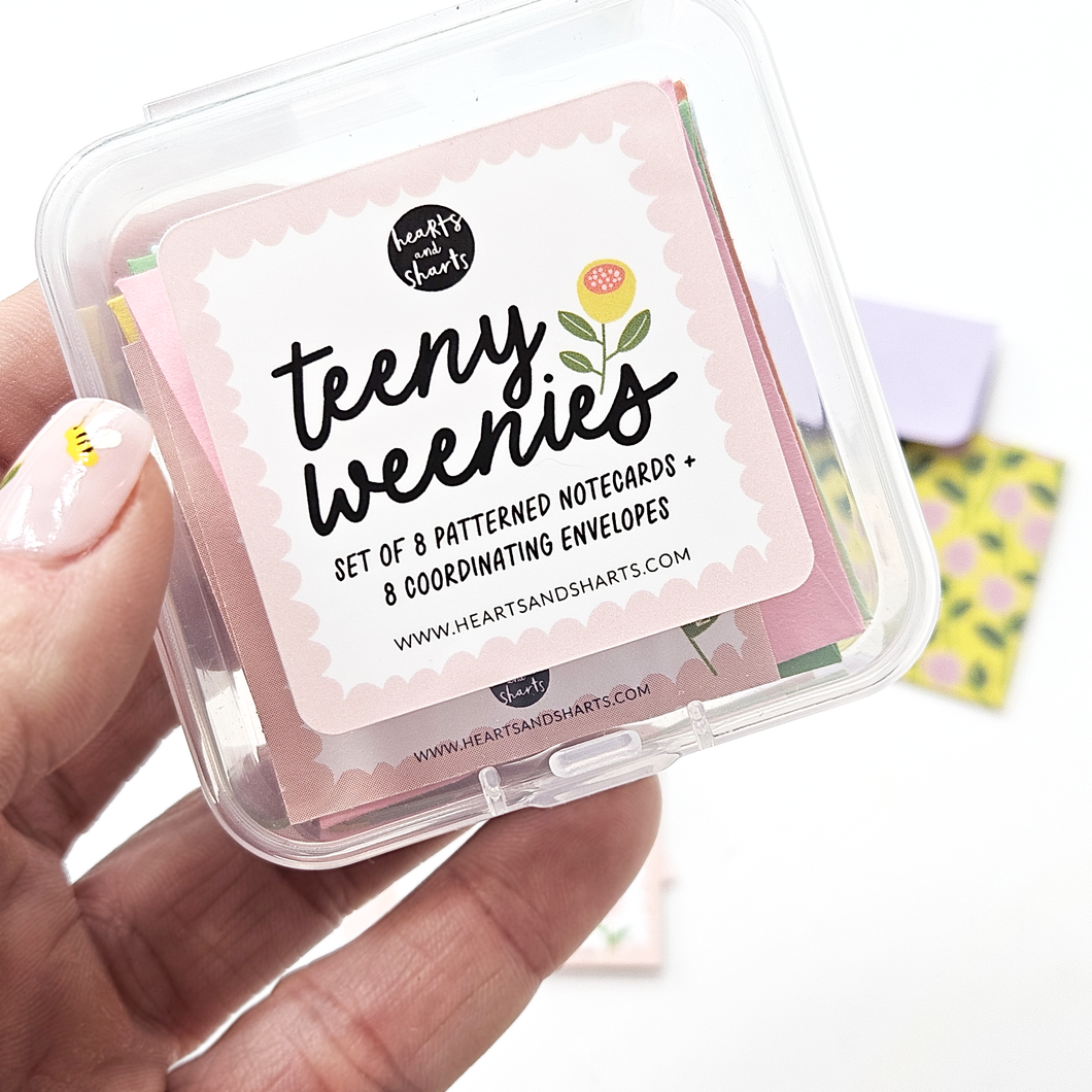 FLORAL TEENY WEENIES -  8 SMALL NOTECARDS + 8 COORDINATING, SEALING, 2X2 ENVELOPES (Copy)