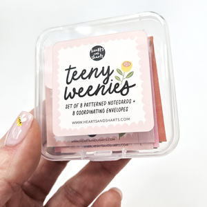 TEENY WEENIES -  8 SMALL NOTECARDS + 8 COORDINATING, SEALING, 2X2 ENVELOPES