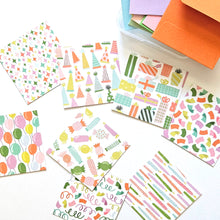 Load image into Gallery viewer, BIRTHDAY TEENY WEENIES -  8 SMALL NOTECARDS + 8 COORDINATING, SEALING, 2X2 ENVELOPES
