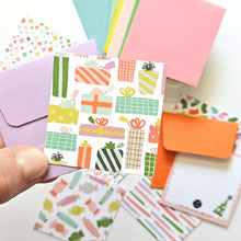 Load image into Gallery viewer, BIRTHDAY TEENY WEENIES -  8 SMALL NOTECARDS + 8 COORDINATING, SEALING, 2X2 ENVELOPES
