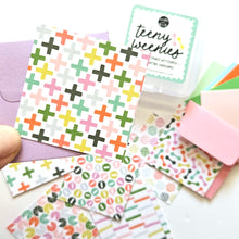 Load image into Gallery viewer, BRIGHT SHAPES TEENY WEENIES -  8 SMALL NOTECARDS + 8 COORDINATING, SEALING, 2X2 ENVELOPES
