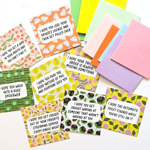HAVE THE DAY YOU DESERVE - SET 1 - TEENY WEENIES -  8 SMALL NOTECARDS + 8 COORDINATING, SEALING, 2X2 ENVELOPES