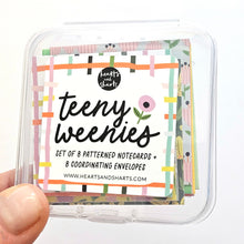 Load image into Gallery viewer, HAVE THE DAY YOU DESERVE - SET 2 - TEENY WEENIES -  8 SMALL NOTECARDS + 8 COORDINATING, SEALING, 2X2 ENVELOPES
