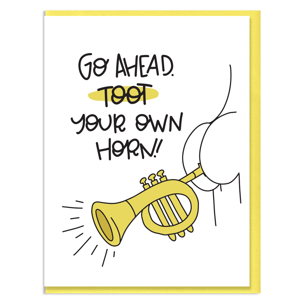 TOOT YOUR HORN - FUNNY ILLUSTRATED GREETING CARD