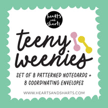 Load image into Gallery viewer, BRIGHT SHAPES TEENY WEENIES -  8 SMALL NOTECARDS + 8 COORDINATING, SEALING, 2X2 ENVELOPES
