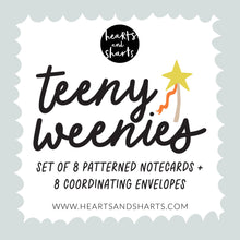 Load image into Gallery viewer, TOOTH FAIRY TEENY WEENIES -  8 SMALL NOTECARDS + 8 COORDINATING, SEALING, 2X2 ENVELOPES
