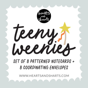 TOOTH FAIRY TEENY WEENIES -  8 SMALL NOTECARDS + 8 COORDINATING, SEALING, 2X2 ENVELOPES