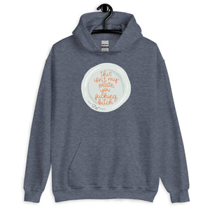 NOT MY PLATE - SHANNON STORMS-BEADOR - HEATHER NAVY HOODIE