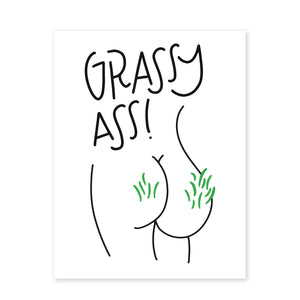 GRASSY A - FUNNY ILLUSTRATED GREETING CARD