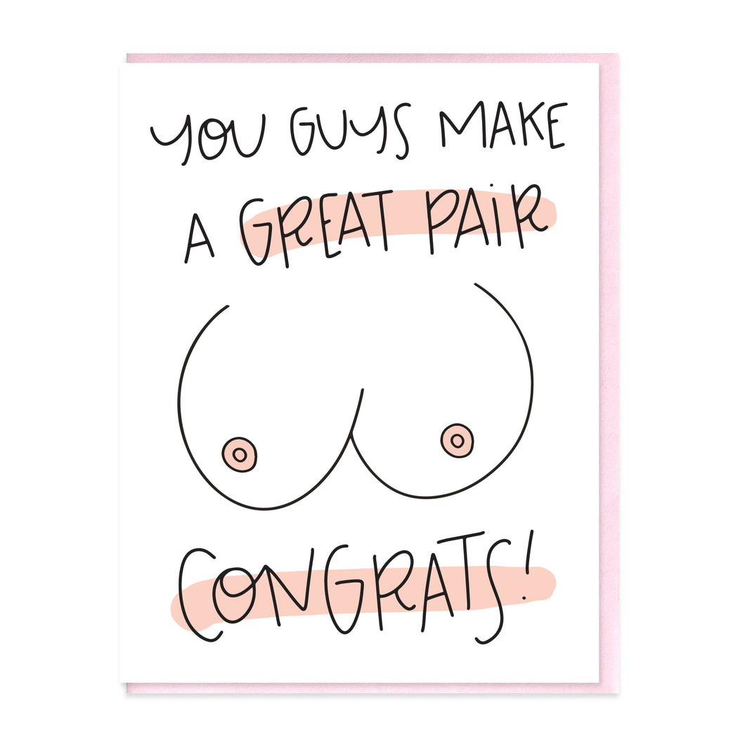 GREAT PAIR BEWBS - FUNNY ILLUSTRATED GREETING CARD