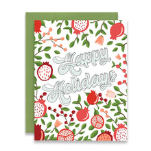 Load image into Gallery viewer, HAPPY HOLIDAYS - POMEGRANATE FLORAL - FUNNY ILLUSTRATED GREETING CARD
