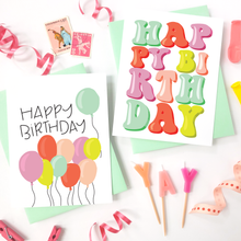 Load image into Gallery viewer, HBD BALLOONS - FUNNY ILLUSTRATED GREETING CARD
