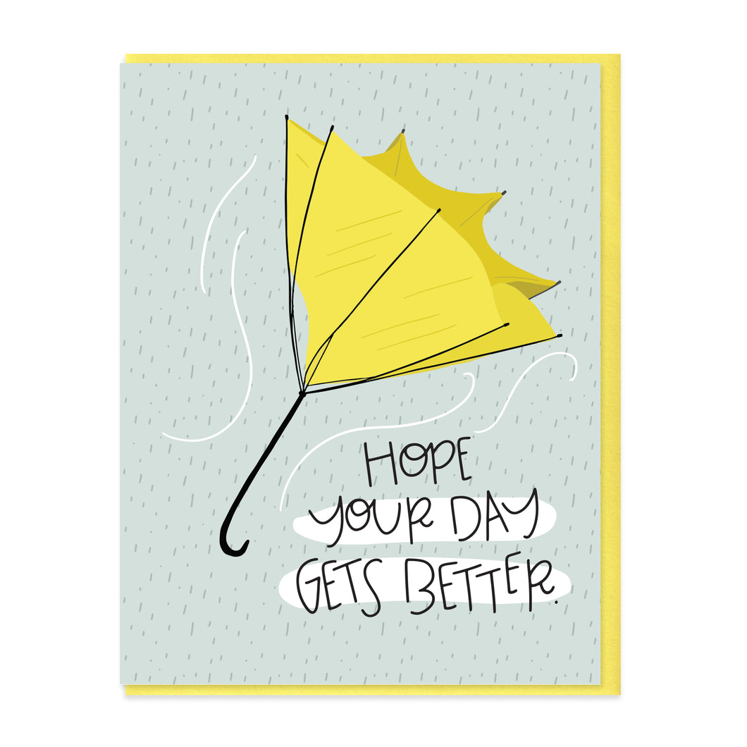 INSIDE OUT UMBRELLA - FUNNY ILLUSTRATED GREETING CARD