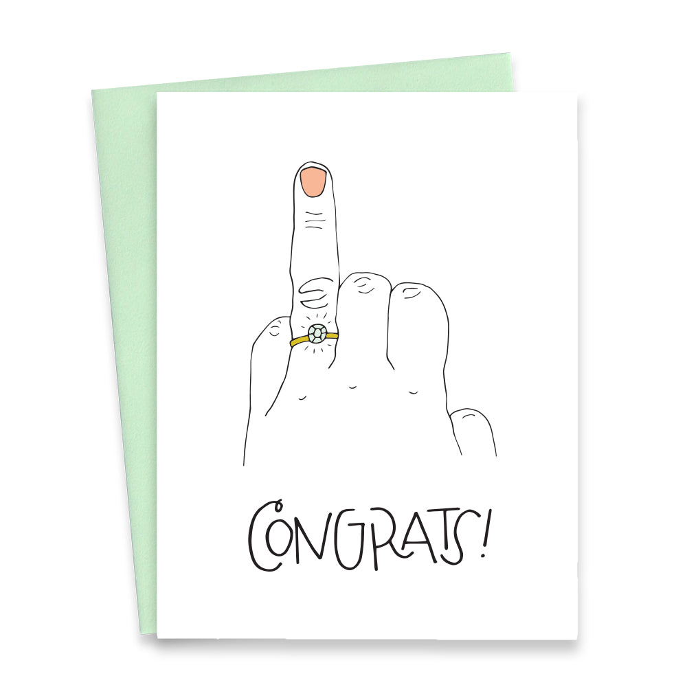 RING FINGER FLIP OFF - FUNNY ILLUSTRATED GREETING CARD