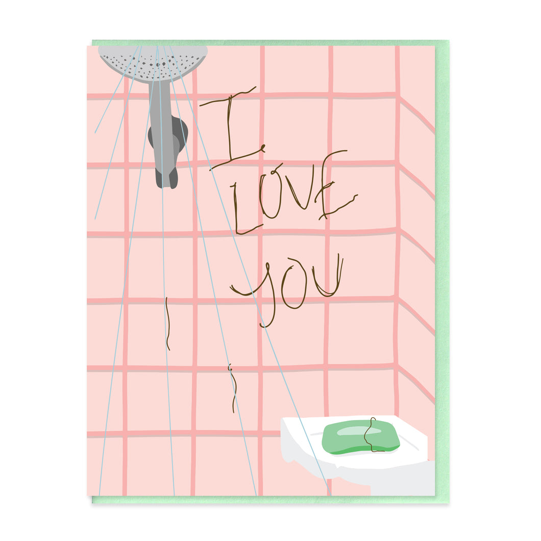 SHOWER HAIR - FUNNY ILLUSTRATED GREETING CARD