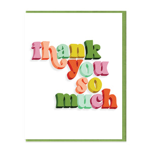 THANK YOU SO MUCH RETRO TYPE - FUNNY ILLUSTRATED GREETING CARD